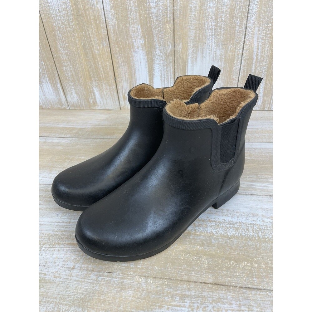 Chooka Women’s Size 11 Black Delridge Chelsea Rain Boots Plush Lined Waterproof